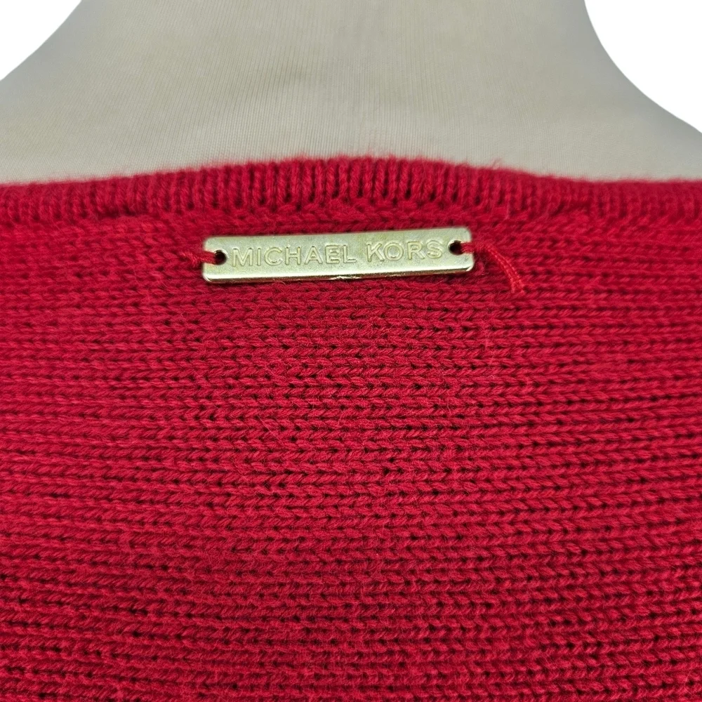 Michael Kors Sweater Holiday Red Long Sleeve Side Zip Pullover Knit XL